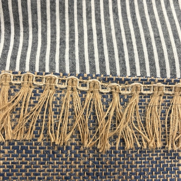 Summer Nautical Navy Blue Striped and Tasseled Tote Bag Handbag Beach Craft tote - Picture 4 of 7